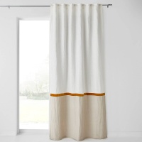 Штора С потайными патами из льна и велюра Onega x Velvet 220 x 135 см бежевый LA REDOUTE INTERIEURS  фото, kupilegko.ru